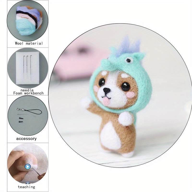 Corgi Felt Kit Fun Diy Embroidery Wool Felt Craft Stitch - Temu