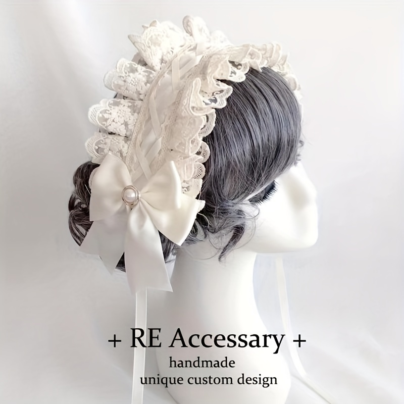 Maid Dress Style Headband With Two Duck Billed Clips Non-slip Hair Band Cosplay Hair Accessories details 0