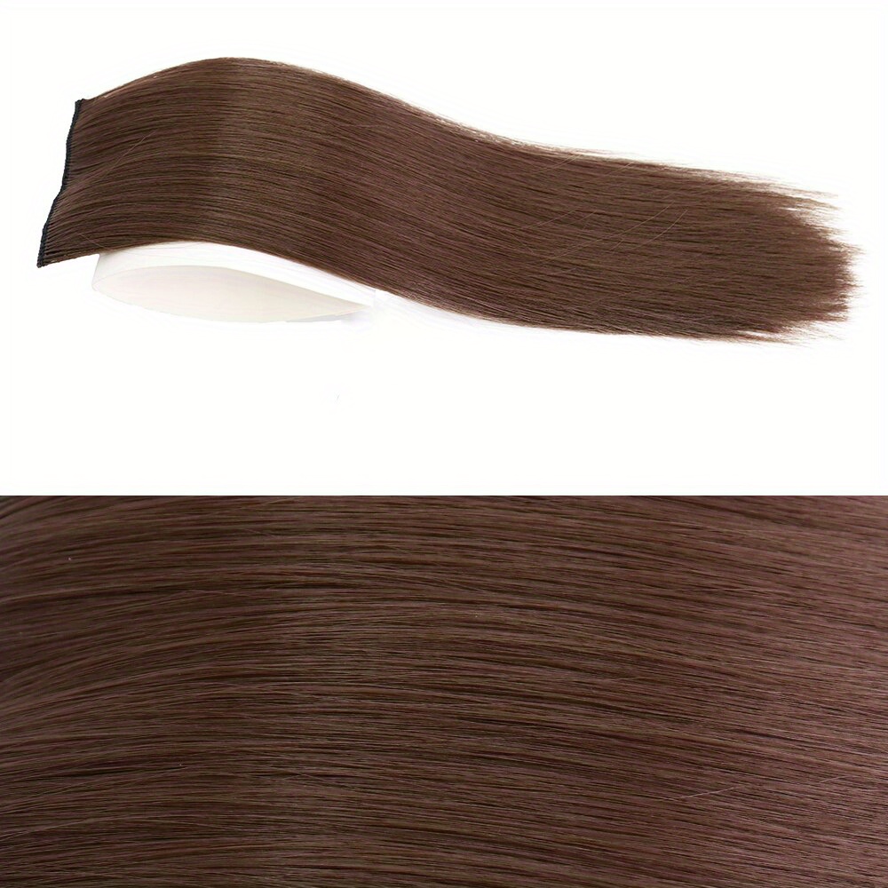 TEMU Women's Invisible Straight Hair Extensions - Volume-enhancing Clip-in Synthetic Topper With Natural-looking Hair Strands, Shades For Everyday &