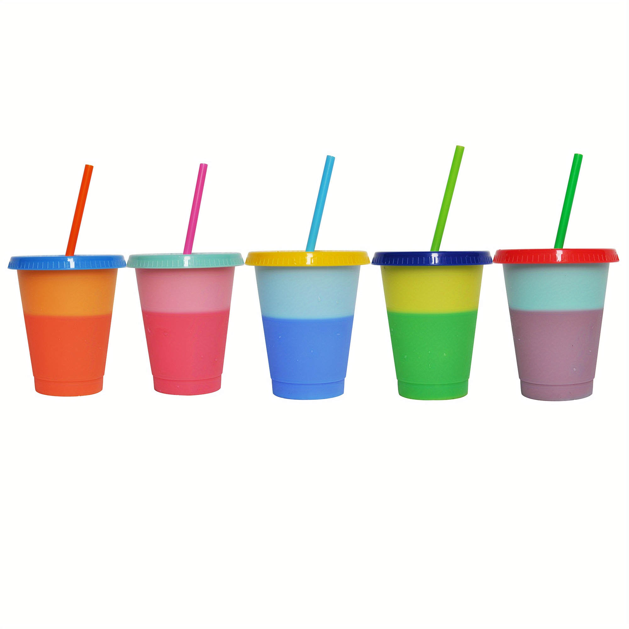 16 oz. Color Brick Party Reusable BPA-Free Plastic Cups with Lids & Straws  - 8 Ct.