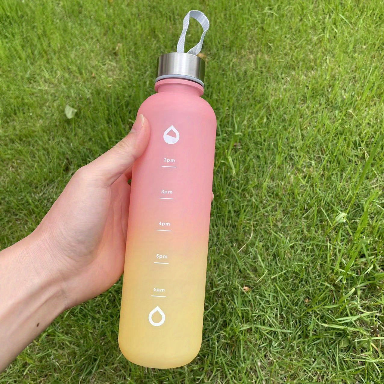 Ombre Motivational Flip Straw Water Bottle - Pink