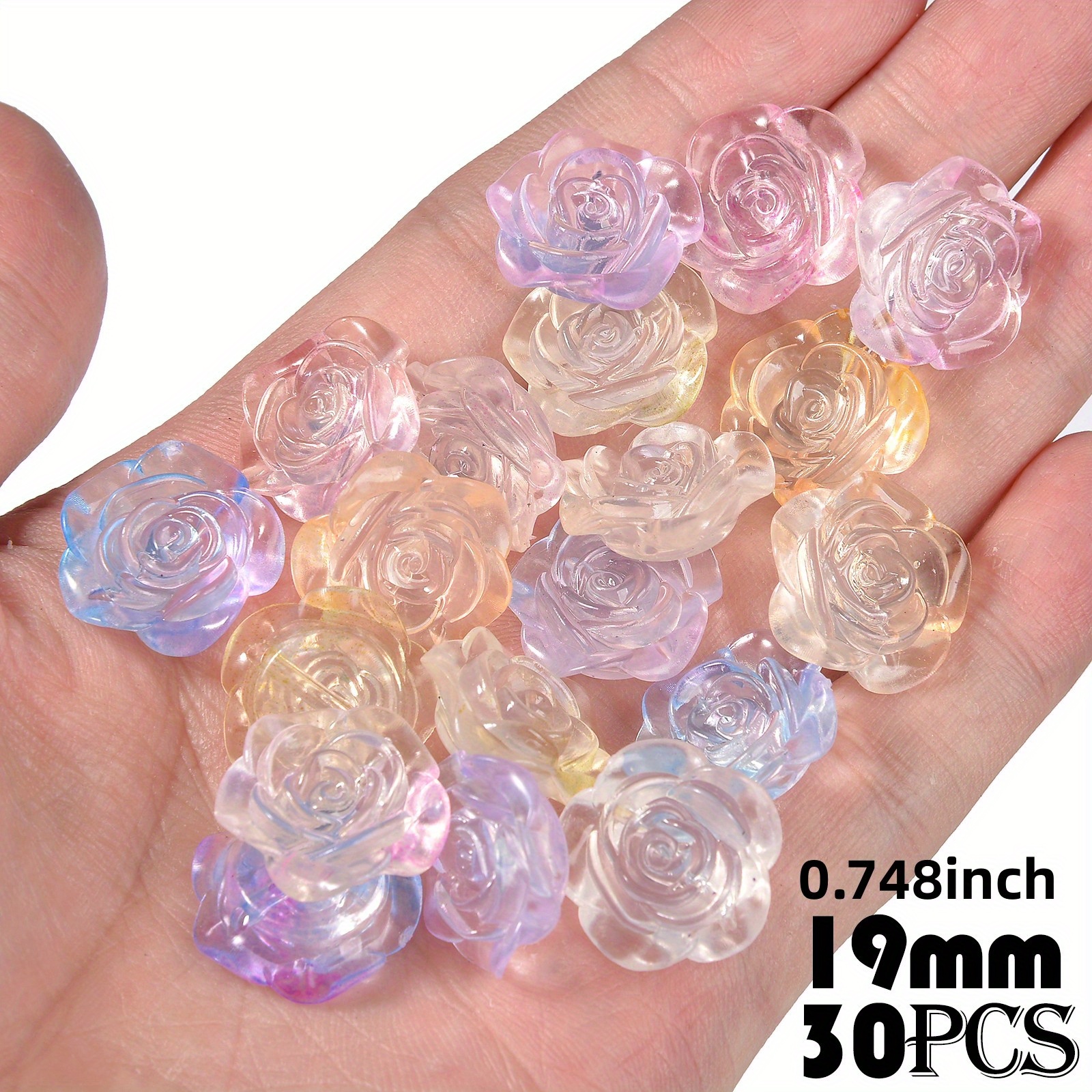 Acrylic Rose Beads, Clear Plastic Flower Bead