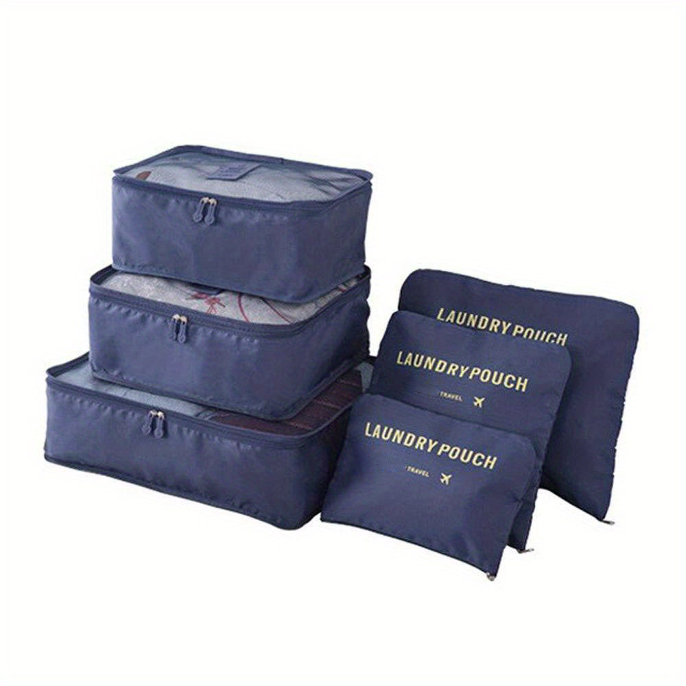 Juego de 7 bolsas de almacenamiento de viaje, organizador de equipaje,  bolsa de compresión (azul oscuro), Azul oscuro