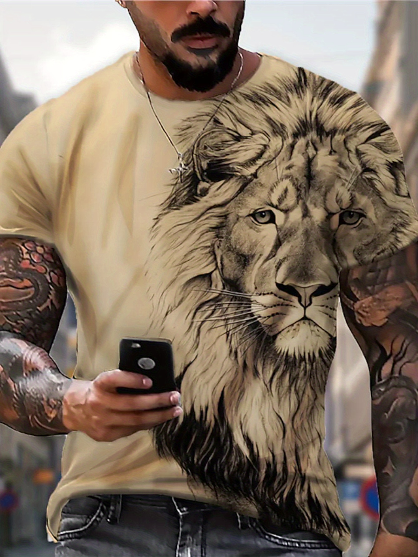 Plus Size Men's Trendy Graphic Tees, Comfy Stretch Breathable T-shirts For  Summer, Oversized Loose Men's Clothings