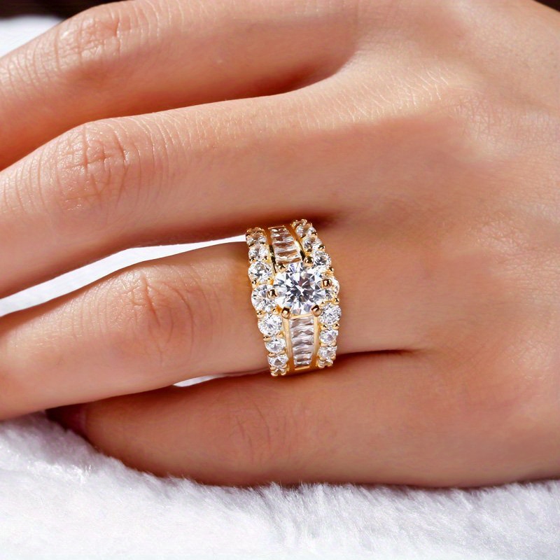 Image of Elegant Luxury Bridal Ring With Micro Pave - 6-prong Setting, Luxurious Engagement Wedding Party Ring Jewelry For Women, Valentine's Day & , Wedding Jewelry, Holiday Accessory, Sophisticated