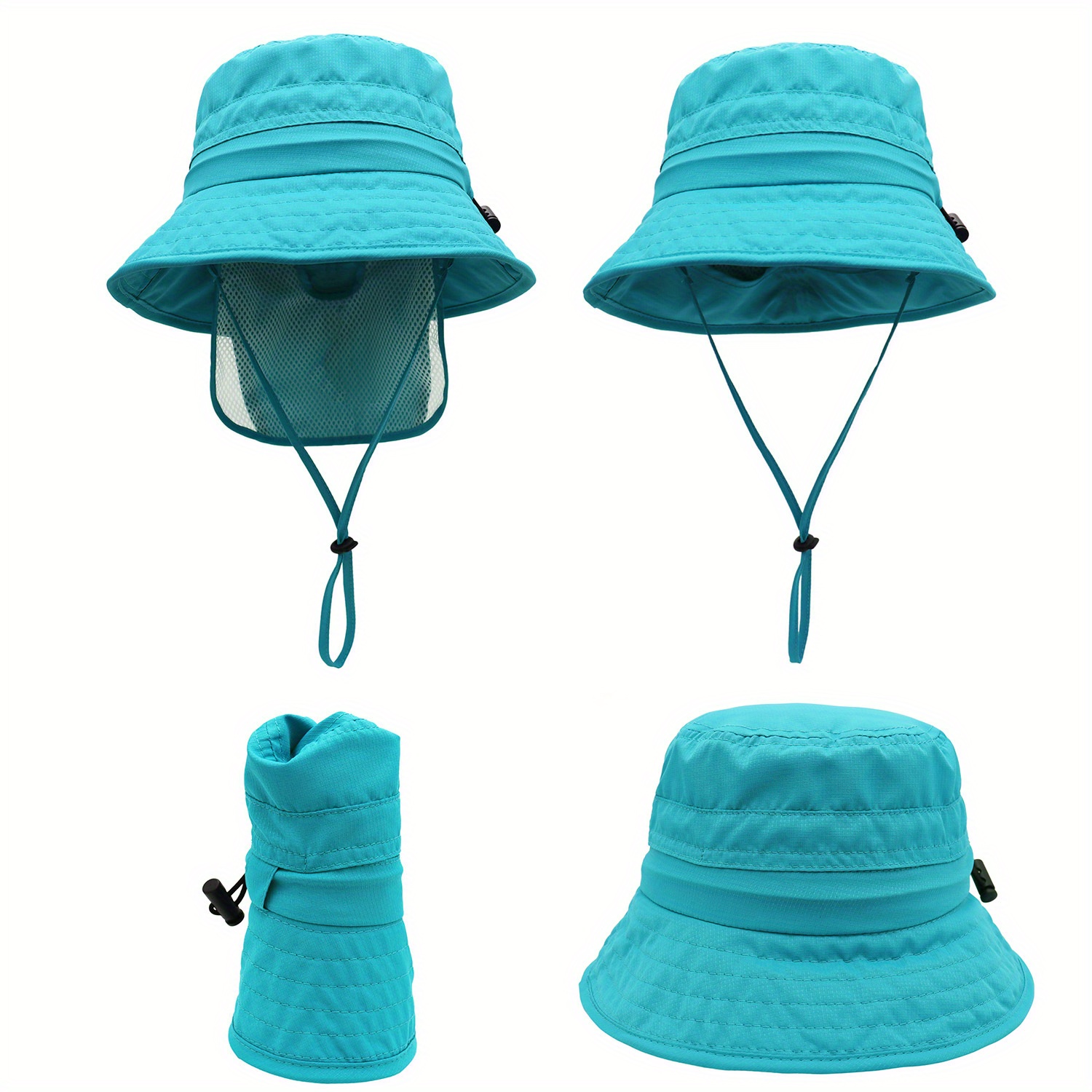 1pc Children's UV Protection Bucket Hat UPF50+ Outdoor Sun Hat, Fishing Hat with Neck Cover for Kids 1-4,Temu