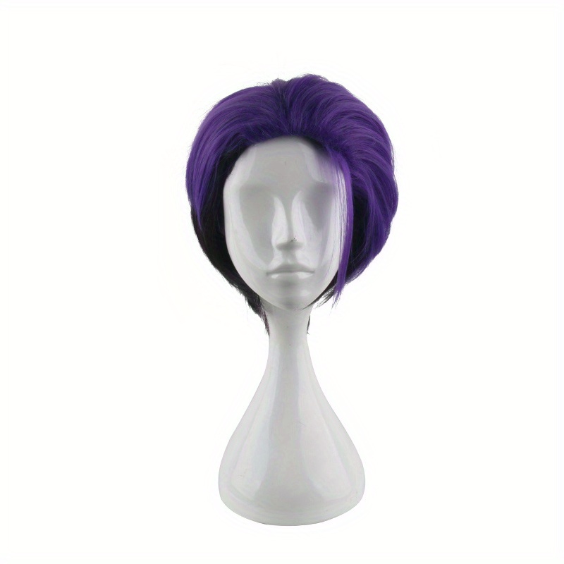 Purple Funky Short Dress Up Wig For Men, Synthetic Fiber Wig For