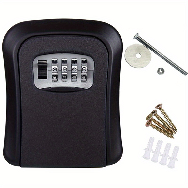  Caja fuerte para llaves al aire libre, caja de llaves para  montaje en pared, caja de bloqueo combinada de 4 dígitos, caja de bloqueo  impermeable para almacenamiento de llaves para exteriores