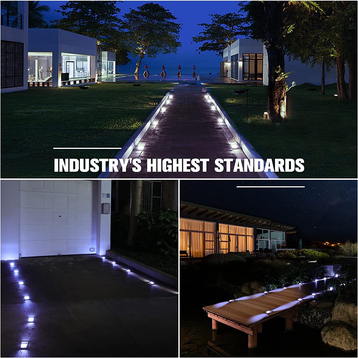 Solar Driveway Lights with 2 Color Modes, IP68 Waterproof Solar Deck Lights  10 Pack, Outdoor LED Solar Dock Lights Marine Marker Lights for Step