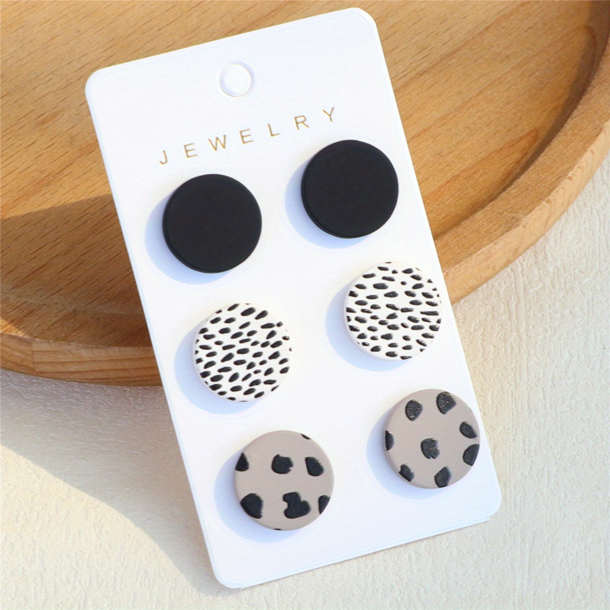 3 Pairs/ Set Dotted Round Stud Earrings Retro Japanese/ Korean Style Acrylic Jewelry Daily Wear Accessories