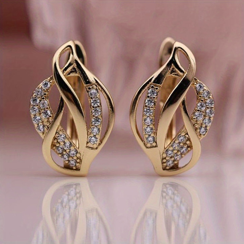 E-shop Elegante KC vergoldenete Infinity Huggie Ohrringe mit funkelnden Zirkonien - Nickelfrei, für Braut- und Freizeitkleidung, April Geburtsstein