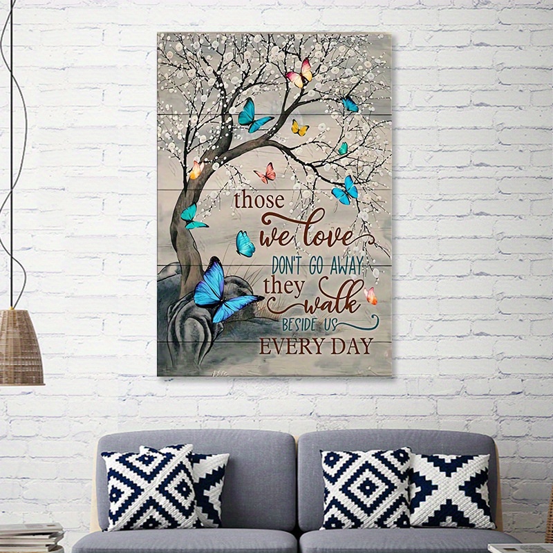 1pc Inspirational Wall Art Flower Butterfly Wall Decor Decor For