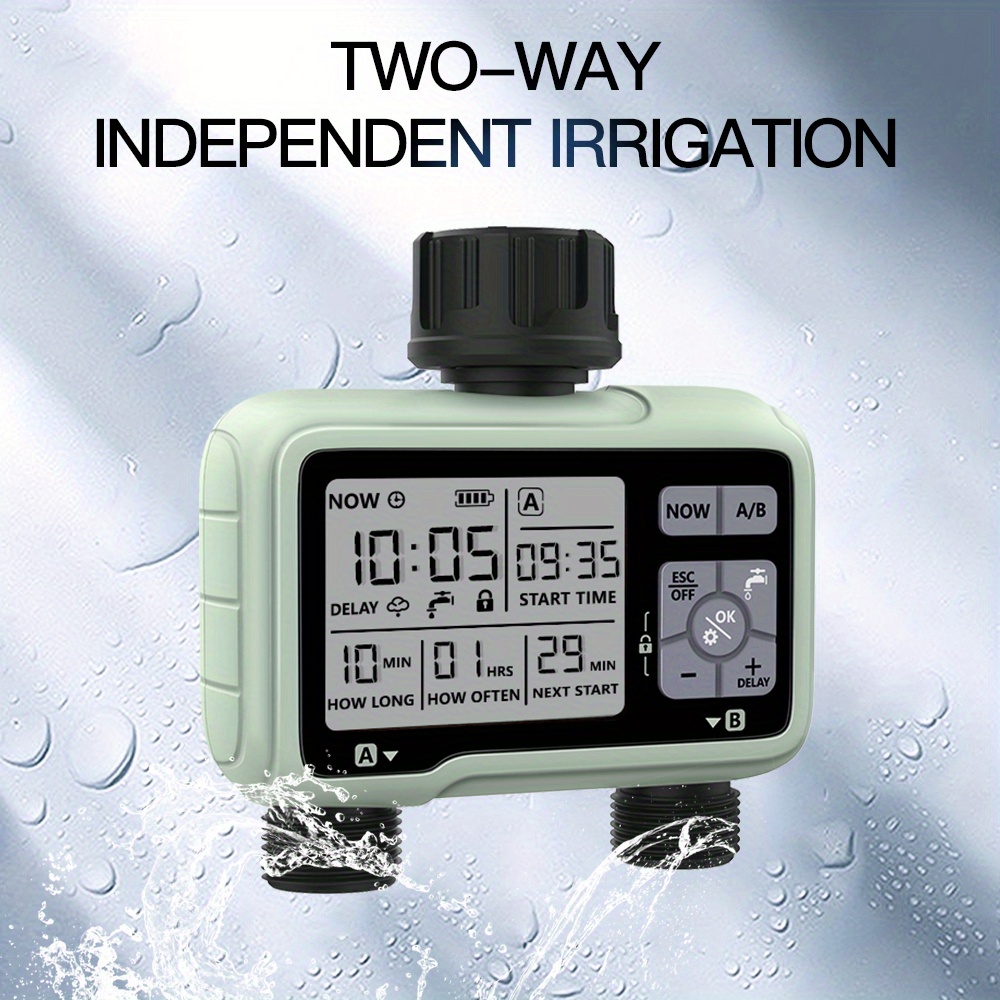 Super Timing System 2-outlet Water Timer Irrigazione automatica all'aperto  Programma completamente regolabile