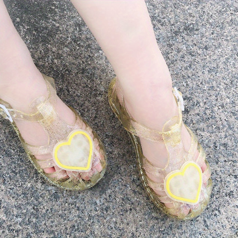 Toddler Girls Cute Cartoon Heart Jelly Flat Sandals Temu Australia