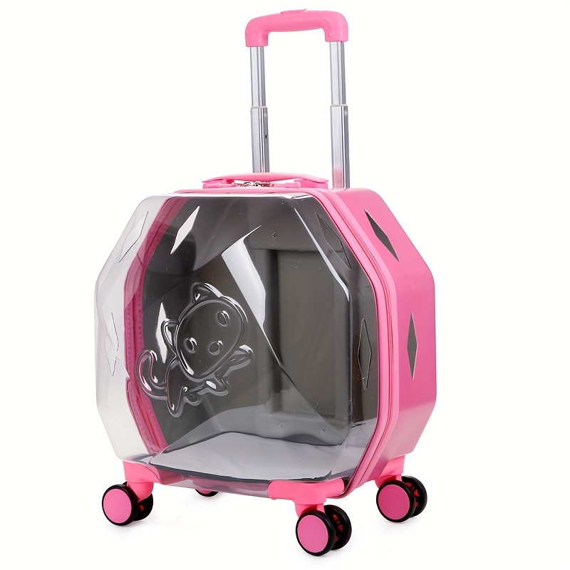 Clear Cat Carrier On Wheels Temu