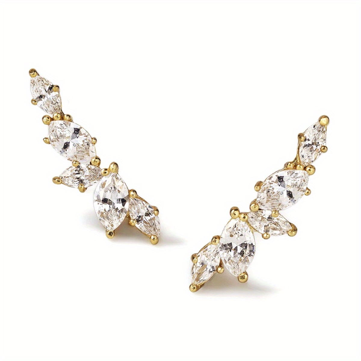 E-shop Exquisite Modische Marquise Synthetische Zirkonia 18K Goldbeschichtete Steckerohrringe für Frauen – Tägliche Casual Party Ohrringe Schmuck