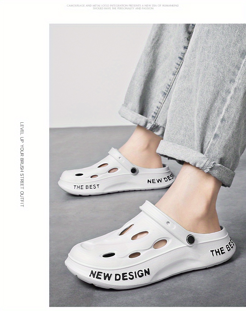 Mens Alphabet Detail Eva Comfortable Cloud Clogs Hollow Out Non Slip