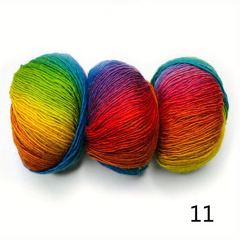 2 Roll Rainbow Wool Cotton Yarn Colorful Yarn for Sewing Hand Knitting  Sweater Scarf Accessories for Home Shop