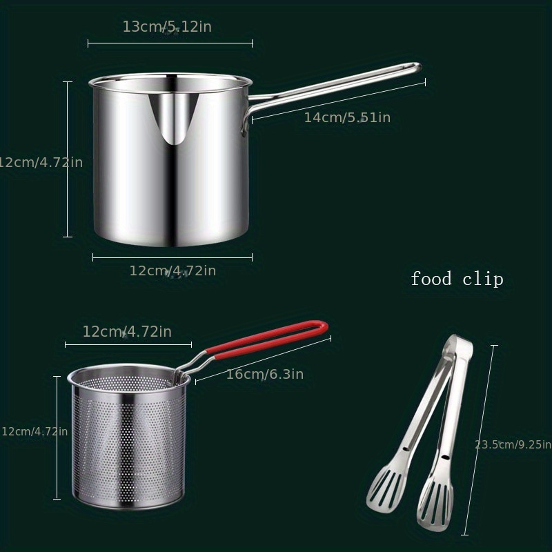 304 Stainless Steel Deep Frying Pot with a Lid Chicken Fryer Pan