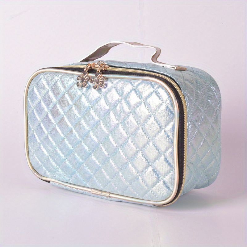 large cosmetic pouch in quilted leather
