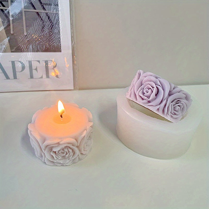 Rose Flower Candle Silicone Mold Homemade Diy Cake Mold Tool - Temu