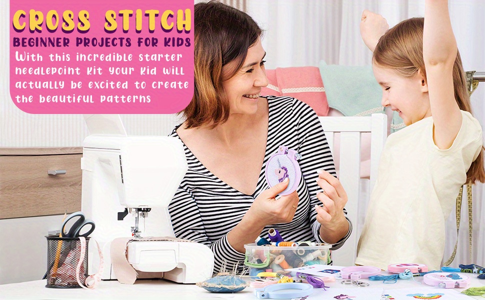 VILLFUL Cross Stitch Cross Practice Beginner Starter Kit Embroidery Kit for  Beginners Kids Santa Suit Kids Embroidery Kit Suit for Kids Embroidery