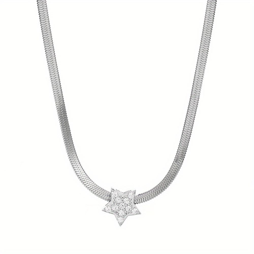 Glitter Star Zircon Pendant Necklace, 14k Gold Plated Luxury