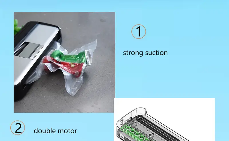 1pc food vacuum sealer machine powerful suction automatic food sealer vacuum sealer for food preservation dry moist mode led indicator lab tested with jar bottle can sealing external port details 7