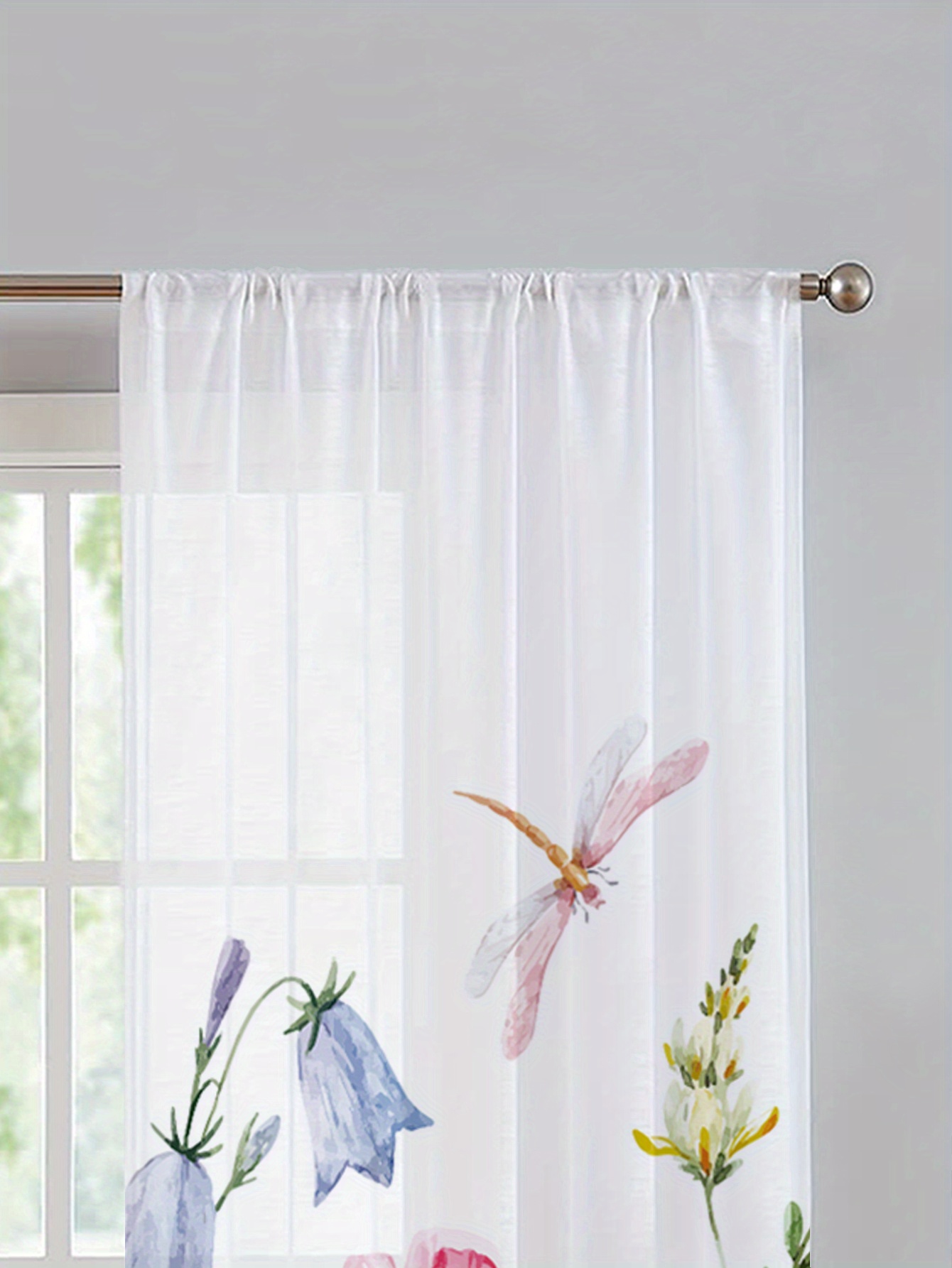 Dragonfly Sheer Curtain Bedroom Office - Temu