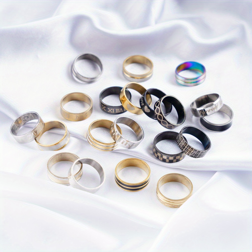 100pcs lot classic   steel rings for women mix style jewelry party gift details 5