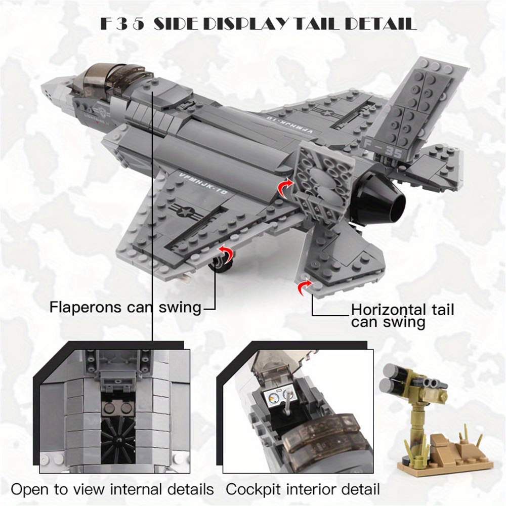 JMBricklayer Military Fighter Jet Building Set 60004, F-35 Lightning II Joint Strike Fighter Airplane Army Toy Sets, Plane Toys Gifts for Kid