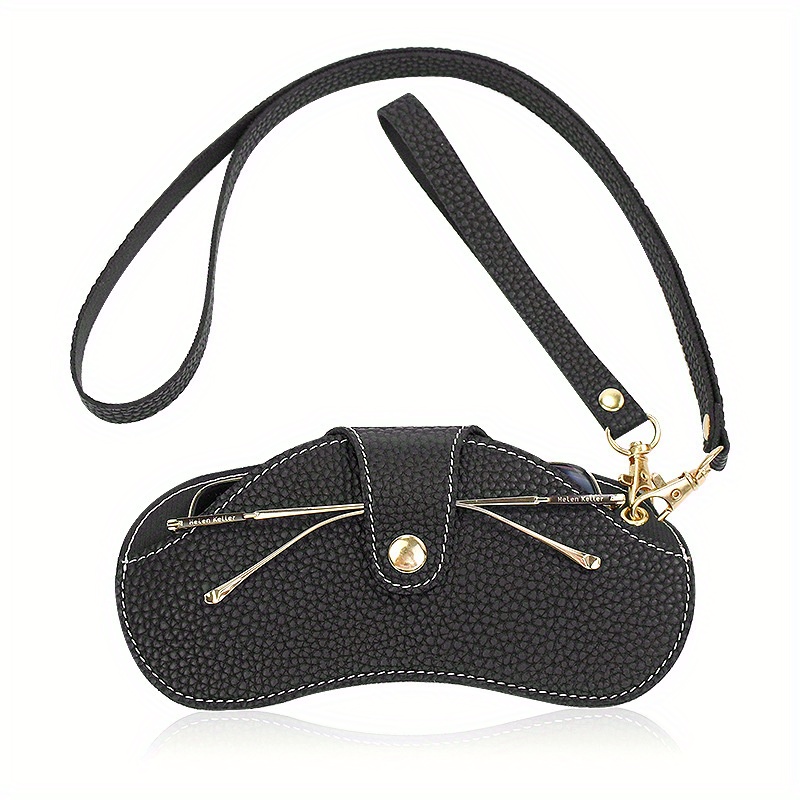 Stylish PU Leather Sunglasses Case Snap Closure
