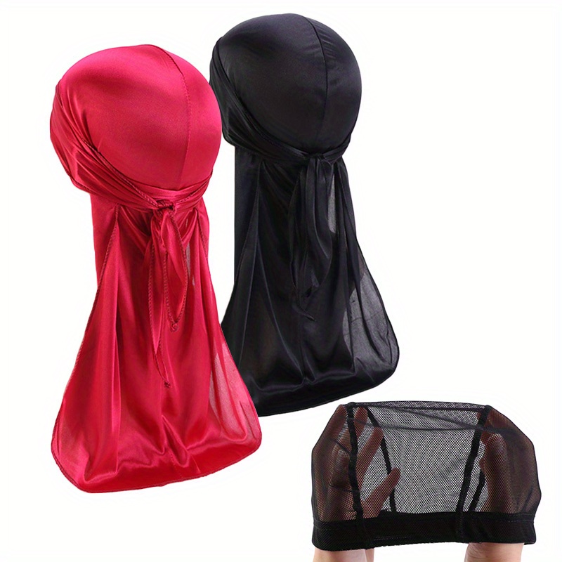 3pcs Set Silky Durags Pack For Men Waves Satin Doo Rag Award 1pc Wave