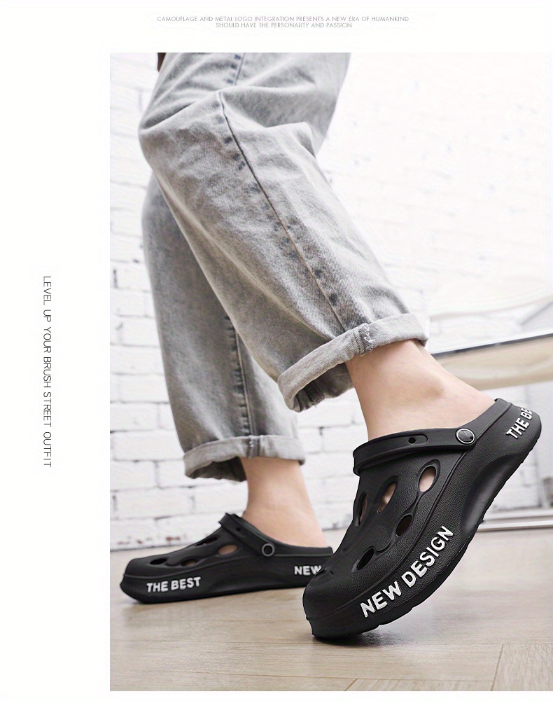 Mens Alphabet Detail Eva Comfortable Cloud Clogs Hollow Out Non Slip