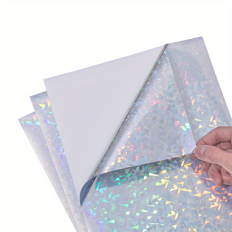 36 Sheets Self-Adhesive Paper Holographic Transparent Paper A4 Waterproof  Self-Adhesive Transparent Film 11.7 x 8.3 Inches (Gem, Point, Colorful
