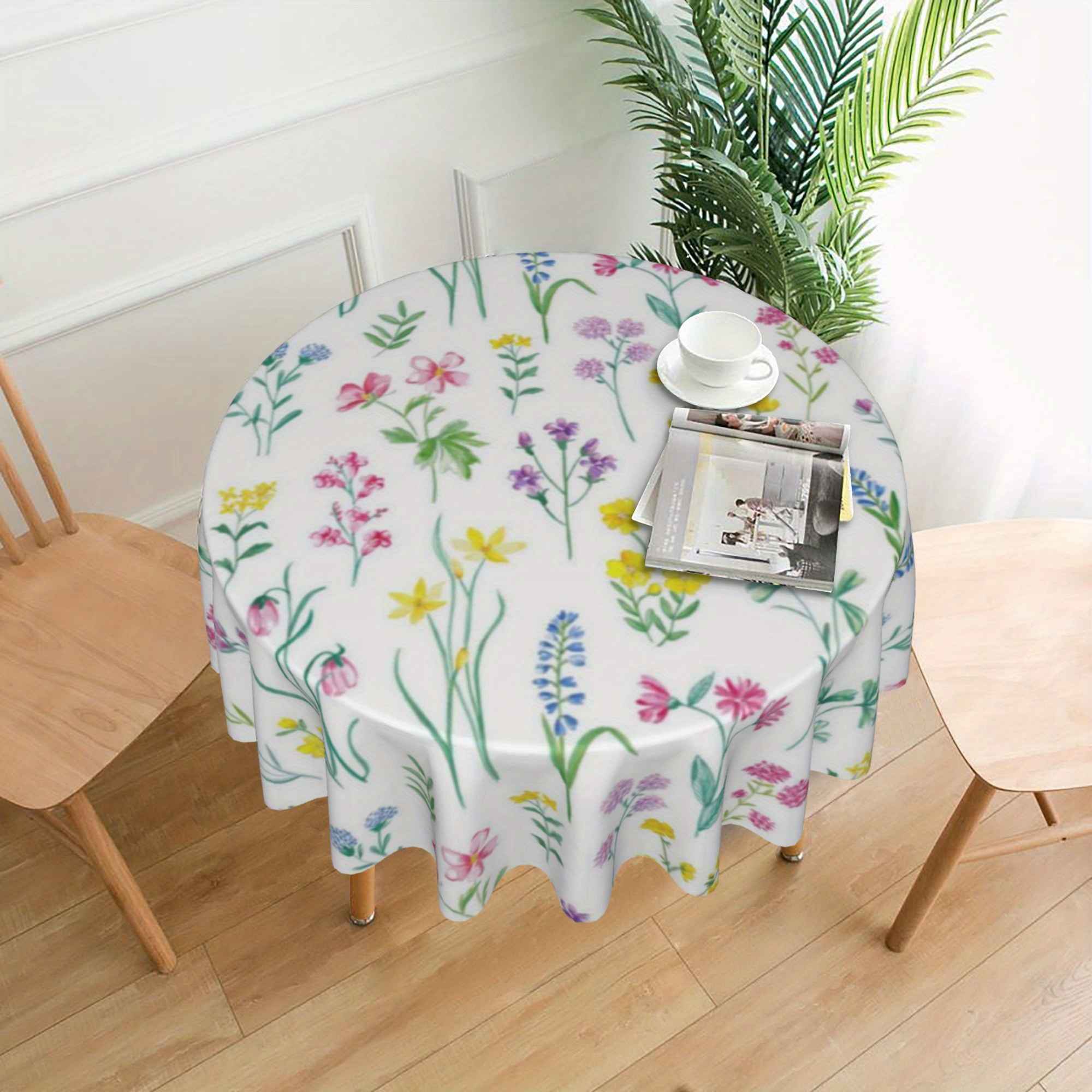 Nappe protège-table décor fleurs et parquet