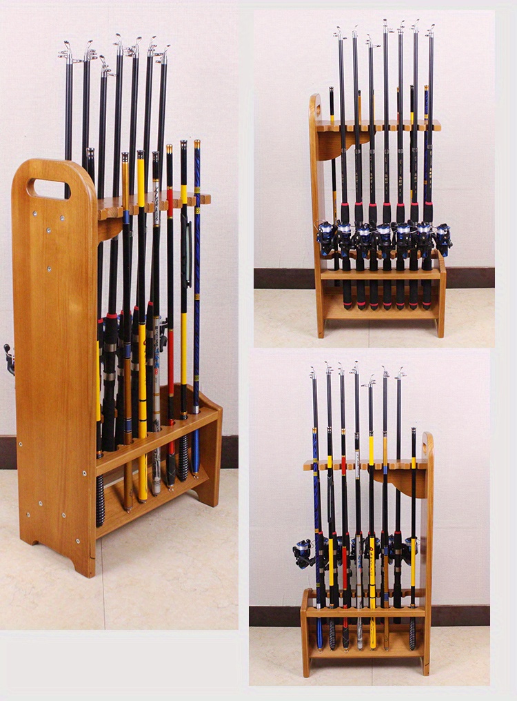  Home Fishing Gear Storage Cabinet Multifunctional Fishing  Gear Display Cabinet Wooden Fishing Gear Display Rack Fishing Gear Display  Rack Rod Stand (Color: Black, Size: 42*45*122cm) : Sports & Outdoors