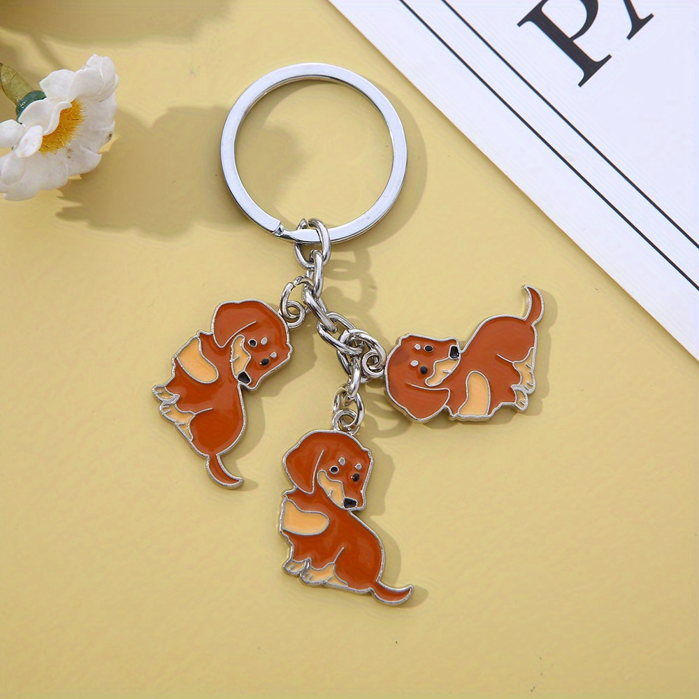 Métal strass saucisse chien porte-clés teckel chiot porte-clés dessin animé  Animal porte-clés sac à bandoulière porte-clés porte-clés 