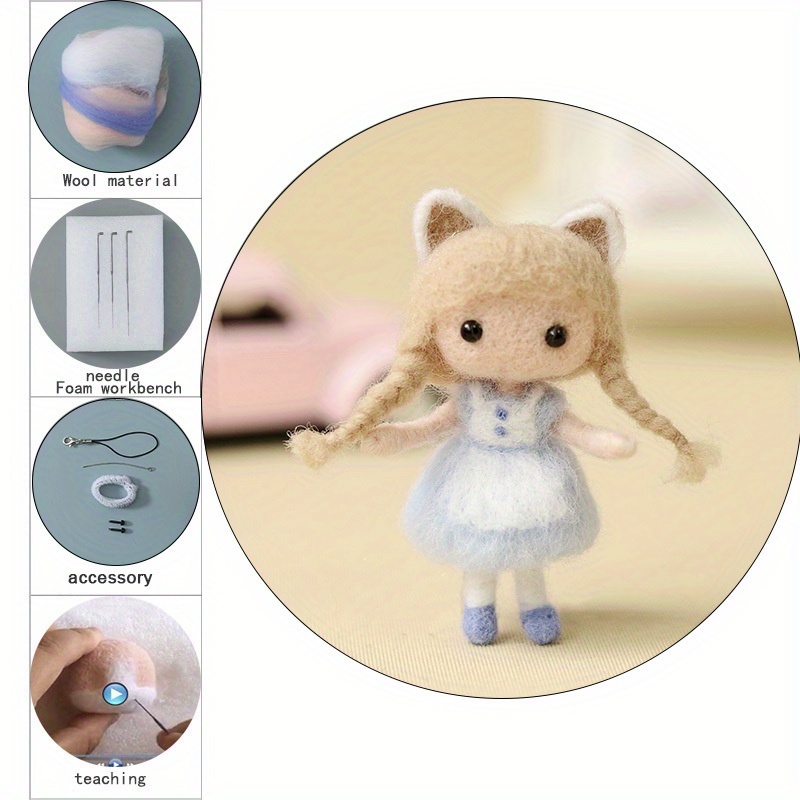 1 Set DIY Needle Felt Kit Handmade Doll Wool Felting Starter Materials