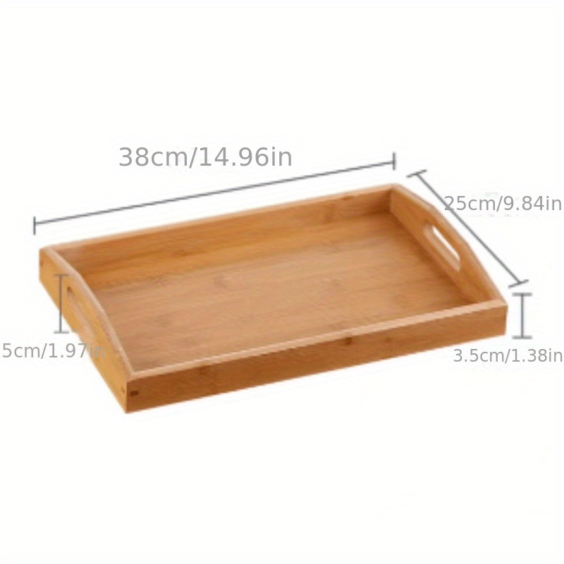 Bamboo Serving Tray with Handles,14.96* 9.84 Wooden Breakfast