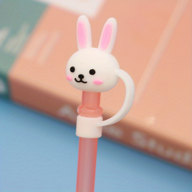 1/5pcs Straw Cover Rabbits Strawberry Animal Fruit Cartoon Straw Topper  Protector Reusable Airtight Dustproof Drinking Straw Cap