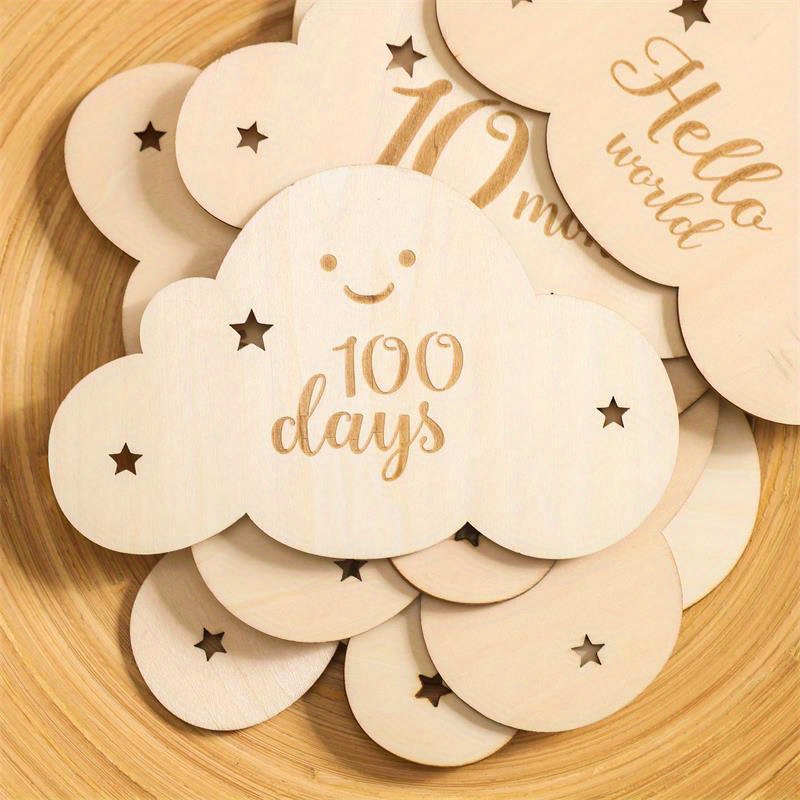 8pcs capture your babys   with wooden milestone   signs christmas present details 0