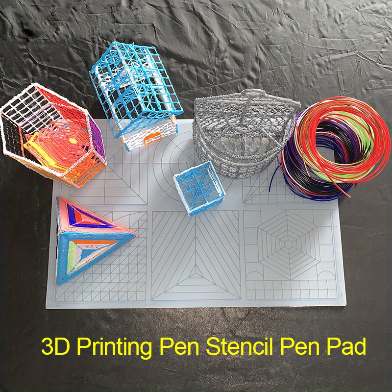 3D Pen Mat 3D Printing Pen Mat Silicone Basic Stencils Templates Pad with 3  Finger Protectors 3D Pen Accessories Drawing Tools