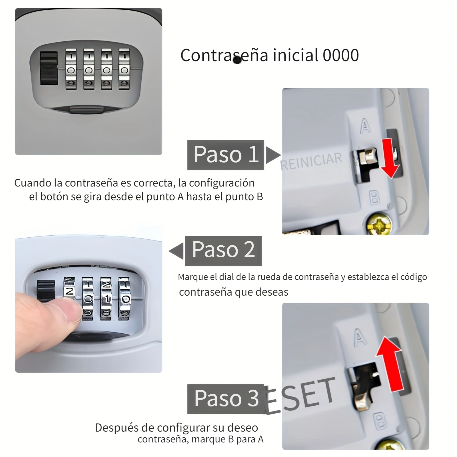 ZHEGE Caja de cerradura de llave, caja de seguridad de 4 dígitos con  combinación de llaves con código reiniciable, caja de seguridad portátil  para