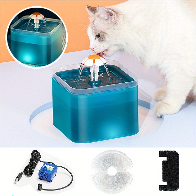 Fuente Dispensador Agua Eléctrico Bebedero Cuadrada Para Gatos y Perros