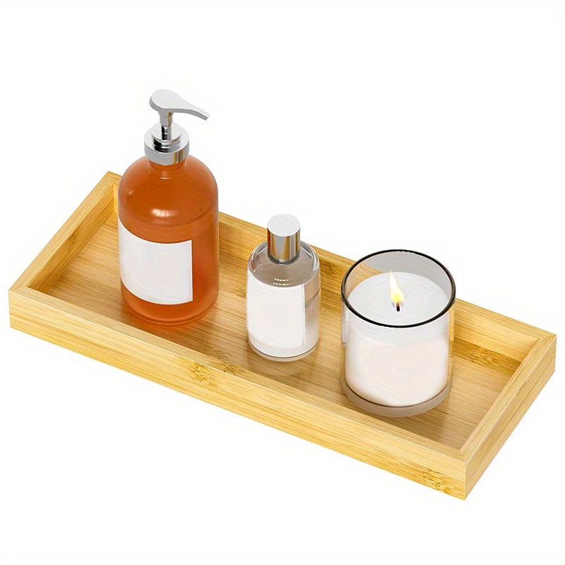 Bandeja Rectangular de madera para lavabo de baño, bandeja antideslizante  para tanque de inodoro, organizador de almacenamiento multifuncional para  accesorios de baño - AliExpress