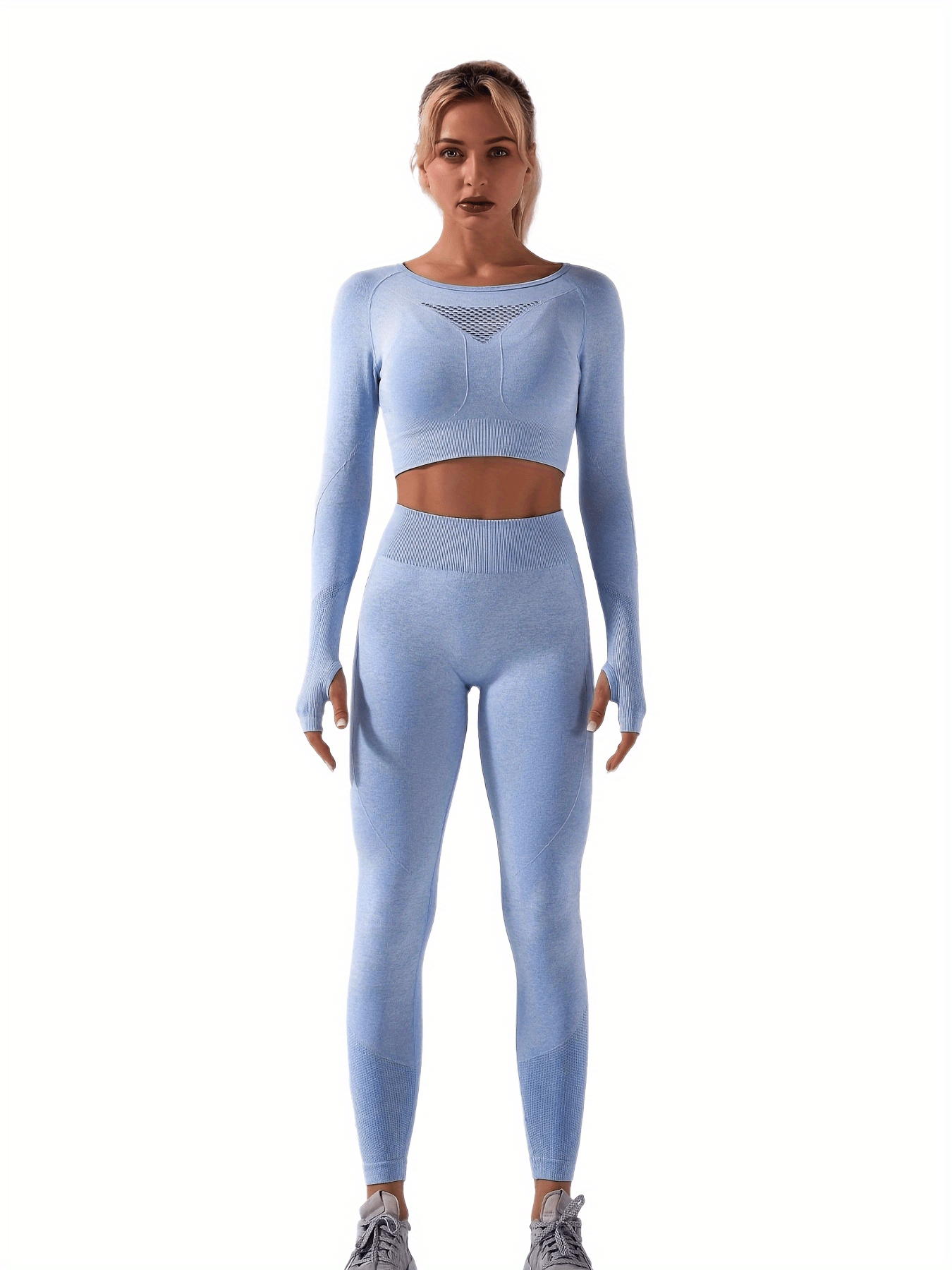 STARBILD Women Seamless Long Sleeve Yoga Crop Top Thumb Hole Compression  Workout Activewear Shirts