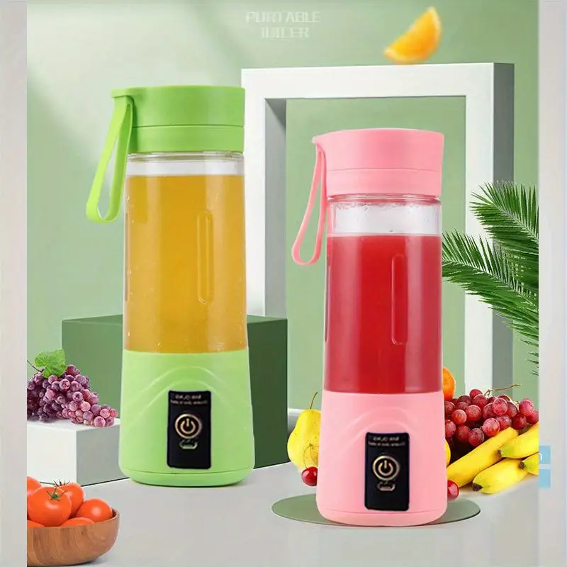 1pc fruit juice cup high quality automatic vegetable blender mini plastic juicer cup machine portable usb rechargeable grape juicer 13 37oz details 1