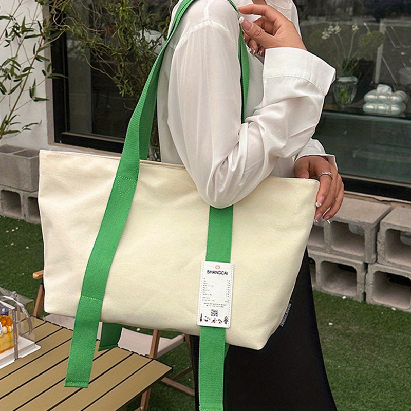 Minimalist Canvas Tote Bag, Large Capacity Shopping Bag, Versatile Shoulder  Bag - Temu