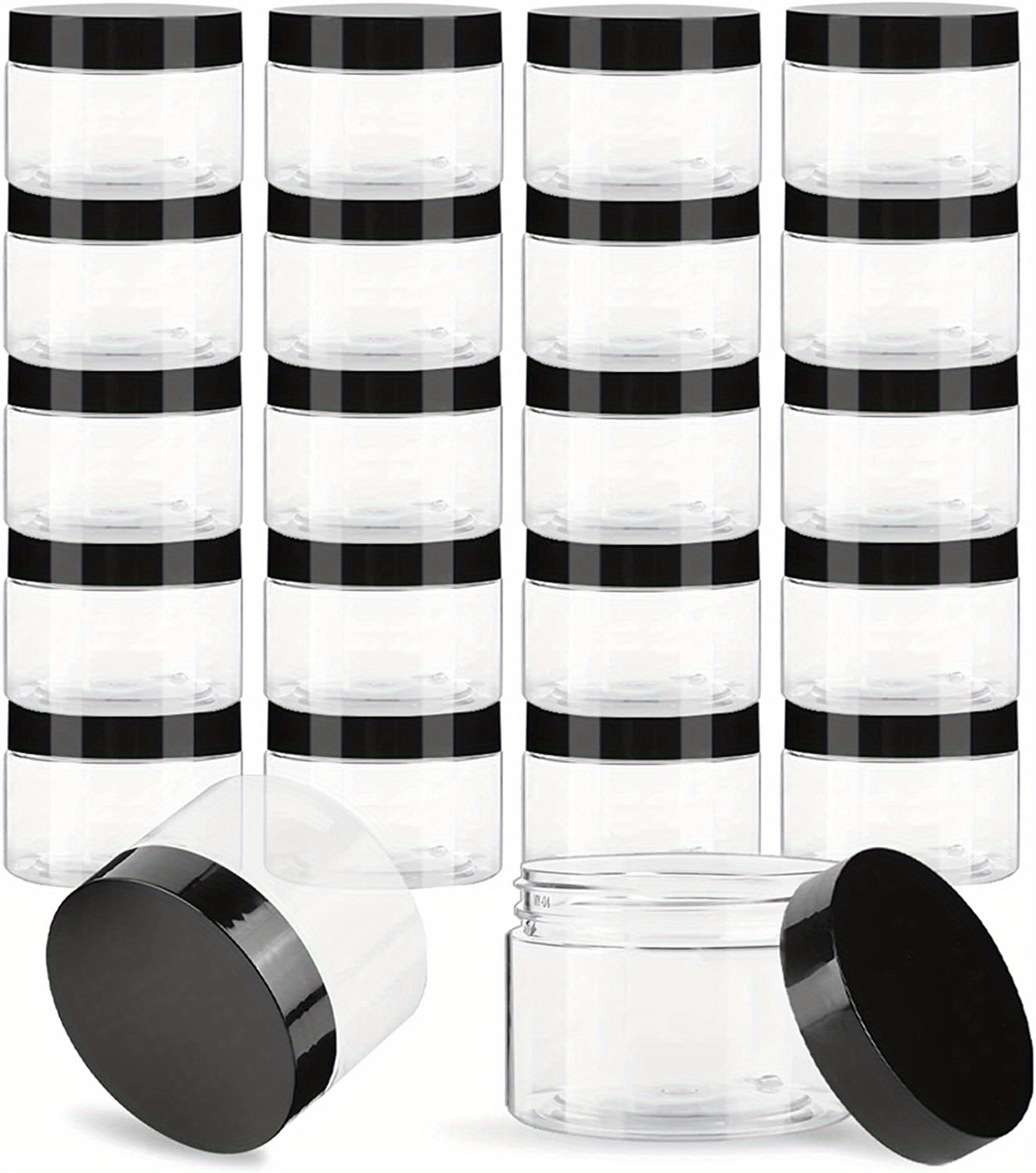 Empty Portable Clear Plastic Cosmetic Containers Jars Cases With Black  Screw Lid For Creams Make Up Scrubs Art Supplies - Temu